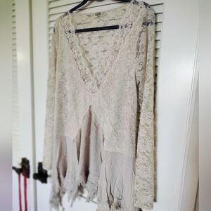 Gimmick Long Sleeve Lace Boho Top Size Large
